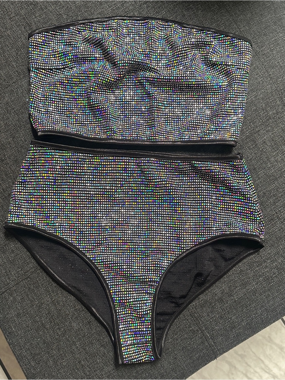Bear Dance Sparkle Bandeau Two-Piece Set - Black